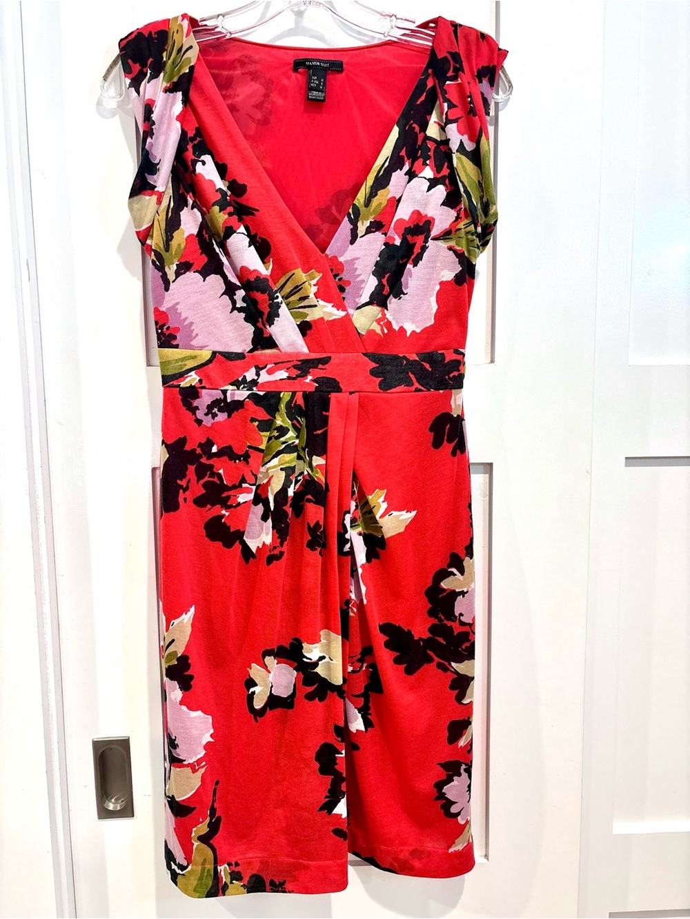 Mango Red Floral Wrap-Style Dress
